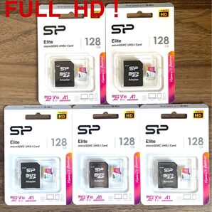 microSDカード 128GB (FULL HD)シリコンパワー【5個セット】