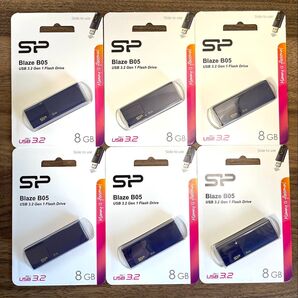 USBメモリー8GB シリコンパワーUSB3.0 スライド式(紺)【6個セット】