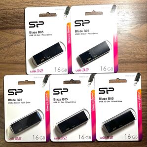 USBメモリー16GB シリコンパワーUSB3.0スライド式(黒)【5個セット】