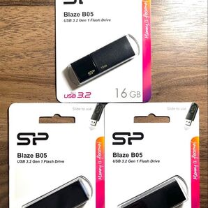 USBメモリー16GB シリコンパワーUSB3.0スライド式(黒)【3個セット】