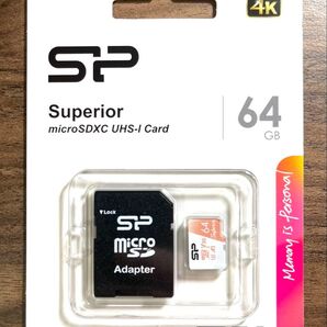microSDカード 64GB(アダプター付き)シリコンパワー