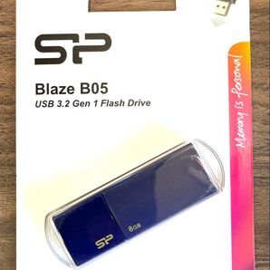 USBメモリー 8GB シリコンパワー USB3.0 スライド式(紺)