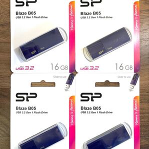 USBメモリー16GB シリコンパワーUSB3.0スライド式(紺)【4個セット】