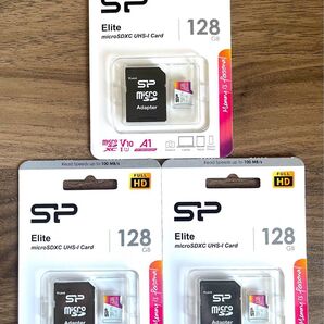 microSDカード 128GB (FULL HD)シリコンパワー【3個セット】