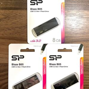 USBメモリー 8GBシリコンパワーUSB3.0 スライド式(黒)【3個セット】