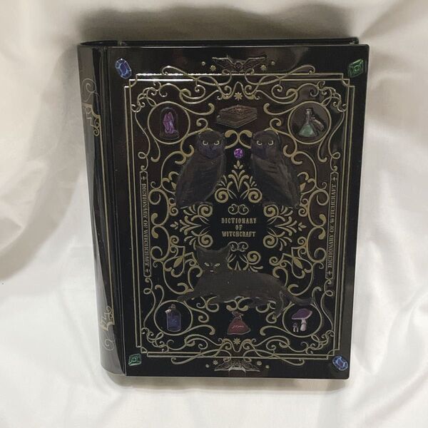 KALDI 魔法辞書クッキー缶 缶のみ カルディ 空缶 収納 ブック型 黒猫 フクロウ