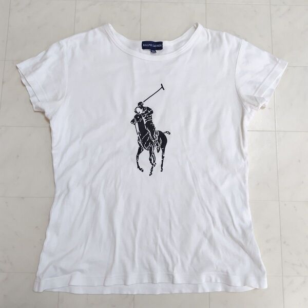 【RALPH LAUREN】ビッグポニー Tシャツ 160 丸首 白T 半袖 ブランド ホワイト カットソー M プリント