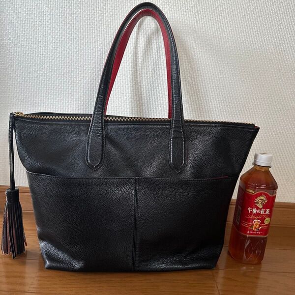 MADAME HIROKO マダムヒロコ トートバッグ 美品 ショルダー 黒 トート バッグ レザー A4 本革 通勤 ビジネス