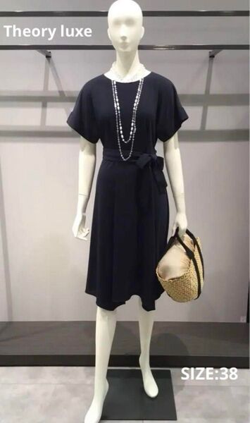 セオリーリュクス ネイビー 半袖 ワンピース 紺 theory luxe 美品 M レディース 春 夏