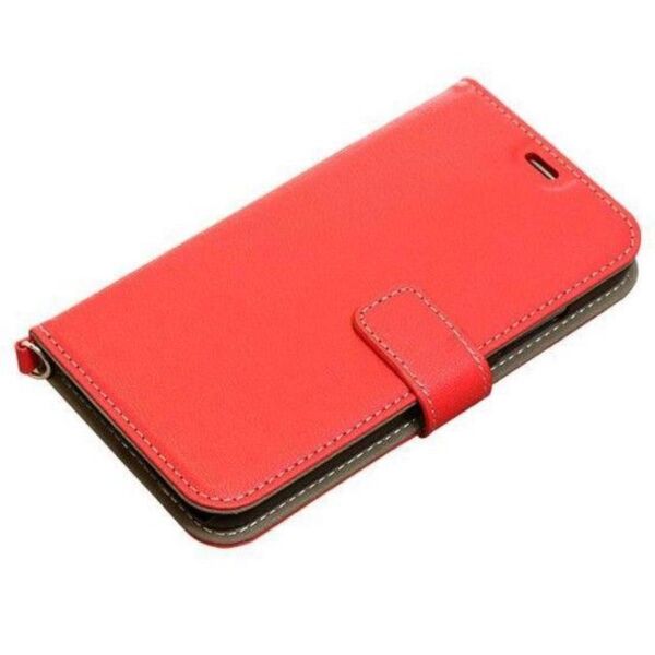 iPhone用スマホケース ブック型ケース 手帳型 X用 レッド Simple 耐衝撃 カード収納 手帳型ケース新品未開封