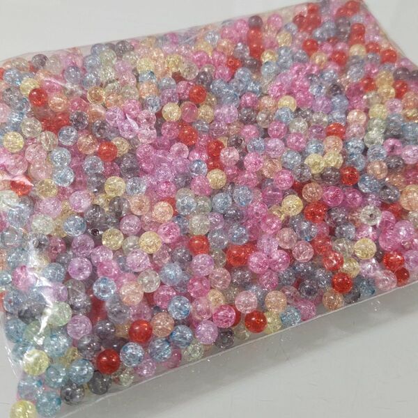 超大量!【約1890個】クラッシュアクリルビーズ☆カラーMIX☆8㎜☆新品未開封