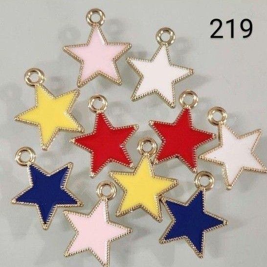 【219】☆1セット10こ入り☆星チャーム☆画像のカラーMIX