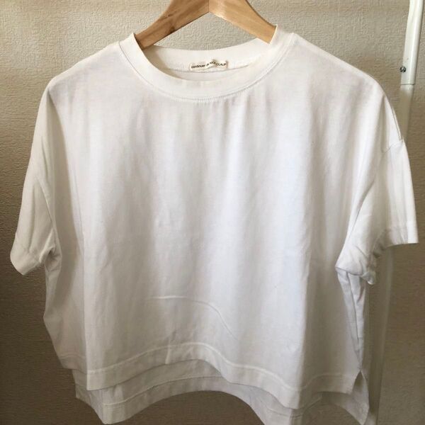 continuier de NIC CLAUP ホワイト クロップドTシャツ 半袖 カットソー Tシャツ ホワイト トップス