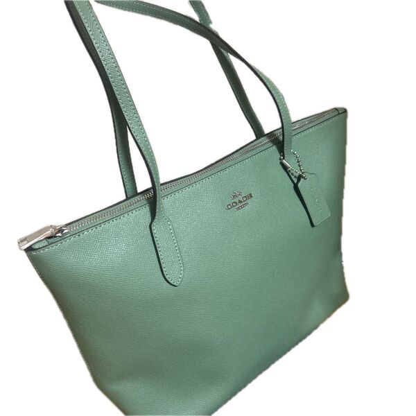 COACH トートバッグ グリーン系 レーザー
