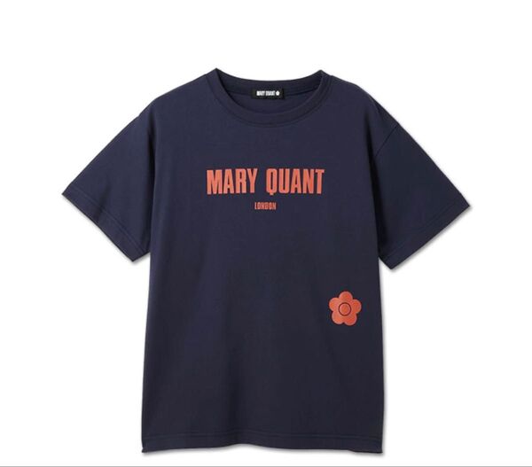新品 M マリークヮント フロントロゴ デザイン 半袖 Tシャツ ネイビー