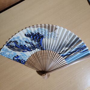 神奈川沖浪裏シルク扇子