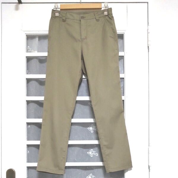 E hyphen world gallery テーパードパンツ(ウエスト後ろゴム入り) カーキ