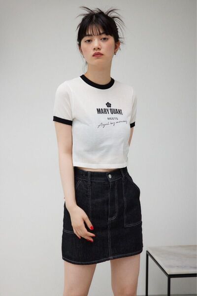 マリークワント×アズール シアーロゴニット Sサイズ アイボリー