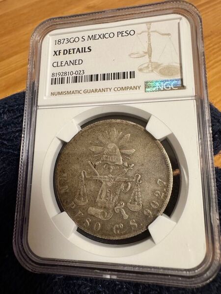 ★本物保証 1873DO メキシコ 1ペソ銀貨 NGC