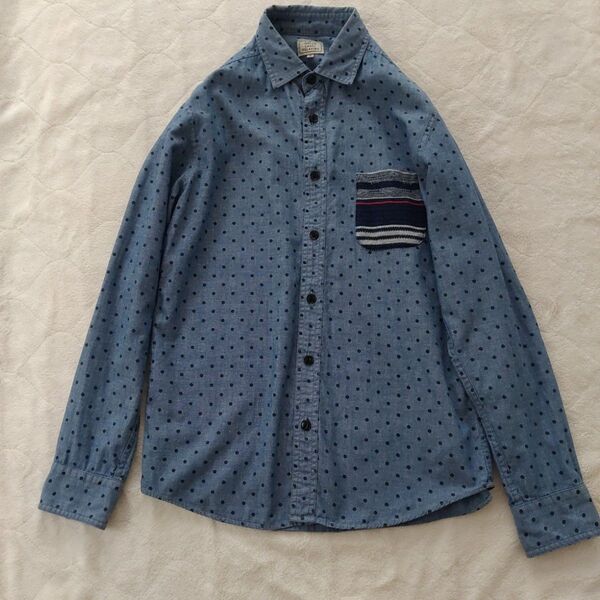GREEN LABEL RELAXING コットンドット柄シャツ S ブルー系 長袖シャツ シャツ チェック