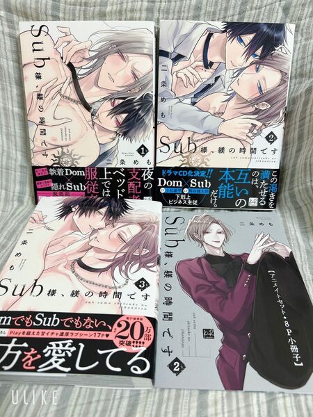 BLコミック3冊セット 「Sub様、躾の時間です 1-3」二条めも