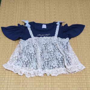 アクシーズファムキッズ 女の子 紺色肩出しトップス