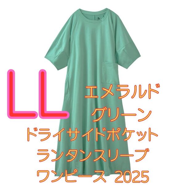 ワークマン ドライサイドポケットランタンスリーブワンピース 緑 LL 新品