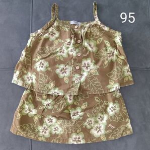 【美品】papp◆フラワープリント セットアップ◆95cm 肩紐