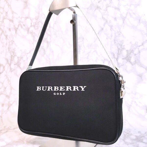 【極美品/希少】BURBERRY バーバリーゴルフ ワンショルダーバッグ ノバチェック ブラック 廃盤品 ショルダーバッグ