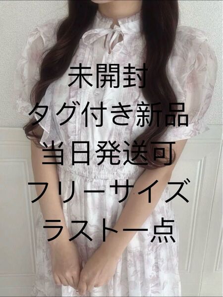 evelyn ラメフリル花柄OP ピンク フリーサイズ エブリン