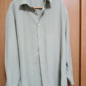 GU シアーオーバーサイズシャツM (長袖)カラー: 56 OLIVE ゆったり
