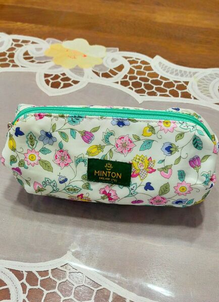 【MINTON】ミントン ポーチ 花柄 ノベルティ 化粧ポーチ 小物入れ コスメポーチ グリーン