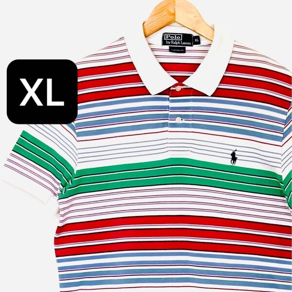 POLO RALPH LAUREN★ポロ ラルフローレン ポニー刺繍 鹿子 定番 ポロシャツ マルチボーダー ビッグサイズ XL