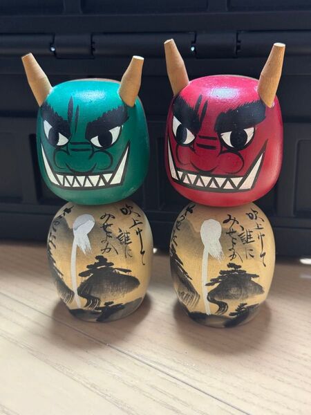 昭和レトロ 鬼首 小芥子 創作こけし 鬼 工芸品 置物 オブジェ インテリア