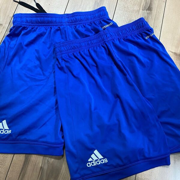 サッカー 陸上 adidas ハーフパンツ 2枚セット ブルー AEROREADY 160センチ