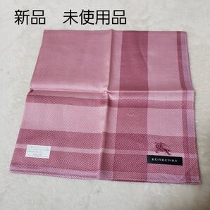 BURBERRY ピンク バーバリーチェック5 ハンカチ 新品 大判小C15 スカーフ 紳士 レディース ロゴ刺繍