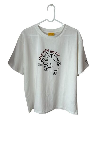 かわいい Tシャツ ホワイト 韓国 キャット ネコ 白 Tシャツ 半袖Tシャツ