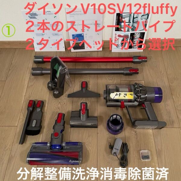 ダイソン① V10SV12fluffy 長さの違う2本のストレートパイプ 2タイプヘッドから選択 交換用フィルター付 パーツセット