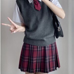 スクールベスト ベスト 制服 学生服 中学 高校 学校 コスプレ 女子 ダークグレー シンプル かわいい 新品未使用