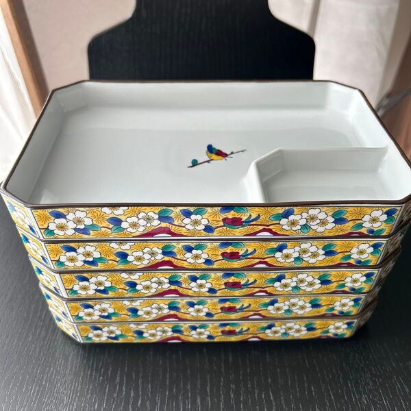 古伊万里 南風窯 刺身皿 天ぷら皿 仕切り皿 5枚 昭和レトロ 花 鳥 和食器 長皿 角皿