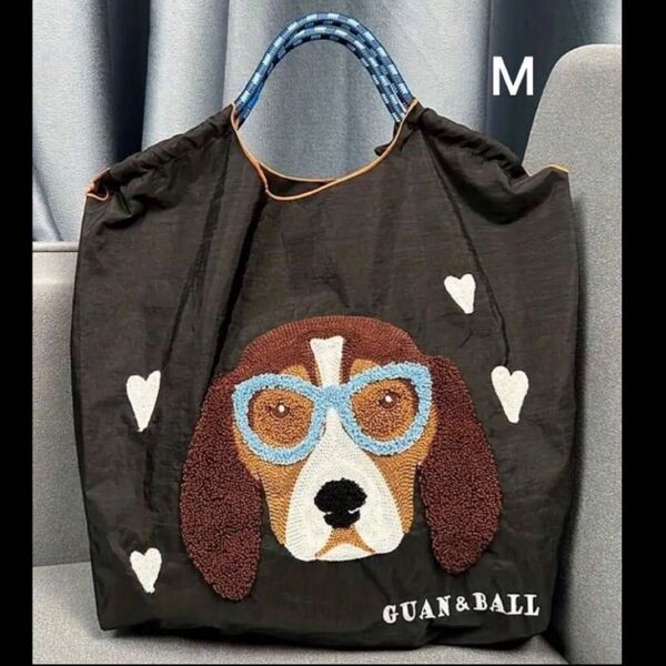 刺繍バッグ 犬 ビーグル トートバッグ ショッピングバッグ ロープバッグ エコバッグ わんちゃん
