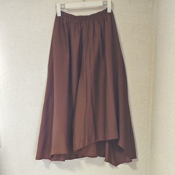 セポ cepo ロングスカートパンツ ブラウン アシンメトリー フレア 【M】裏地付き