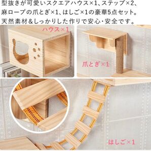 猫ハウス 壁ステップ 爪とぎ はしご 5点セット 木製タワー カプセル 宇宙船