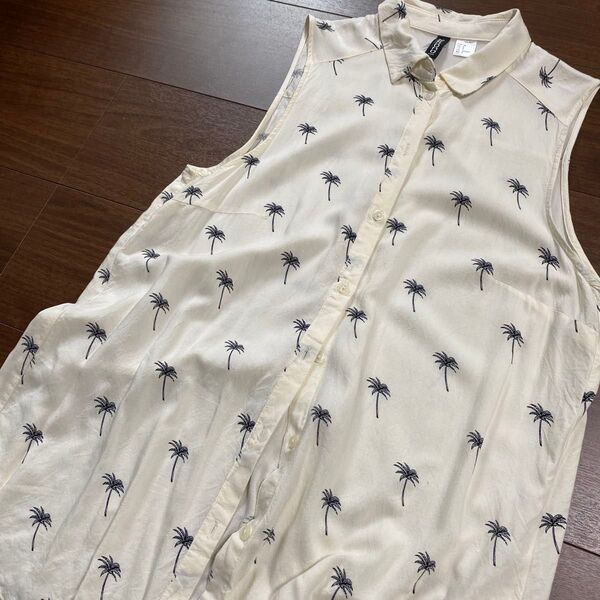 H&M ノースリーブ シャツ ノースリーブシャツ トップス レディース ホワイト