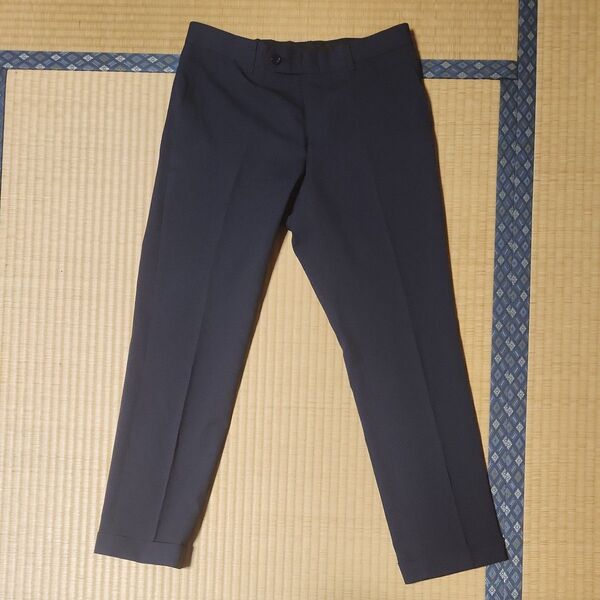 SUIT SELECT スーツセレクト W76 L70 ネイビー シアサッカー 裾ダブル パンツ メンズ