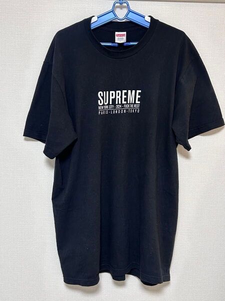 希少 シュプリーム 黒 英字ロゴTシャツ L プリントT メンズTシャツ