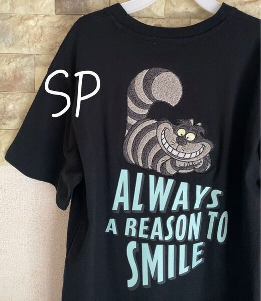 ディズニー ふしぎの国のアリス チェシャ猫 サガラ 刺繍 半袖 tシャツ SP レディース 小さいサイズ ブラック