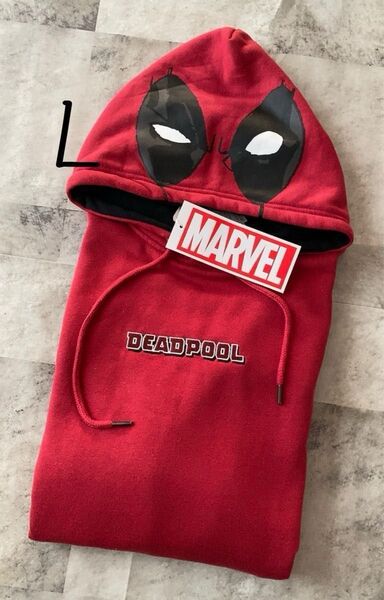 MARVEL マーベル デッドプール デップー なりきり フード付き パーカー 裏起毛 L メンズ
