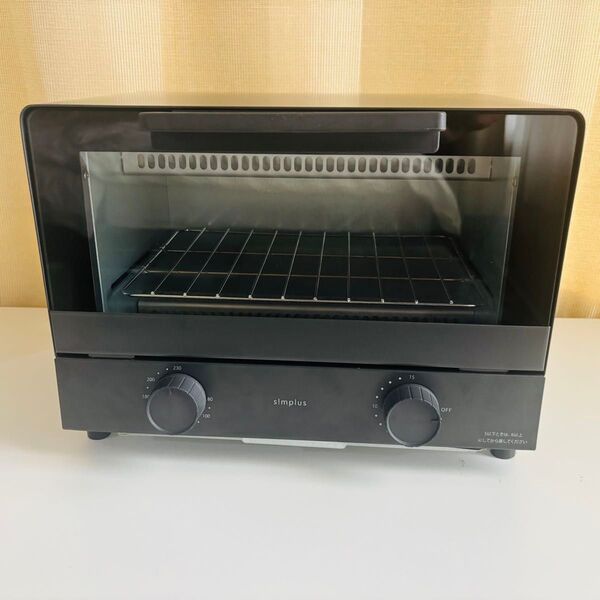 美品 simplusオーブントースター マット黒 1000W 2枚焼き