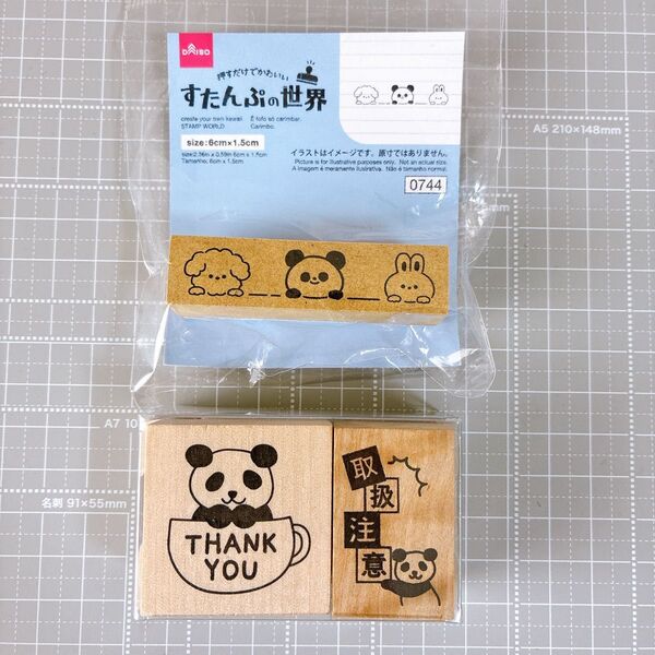 新品 パンダ サンキュー ラバースタンプ アニマルポスト すたんぷの世界 動物 アニマル はんこ スタンプセット 木製 ハンコ